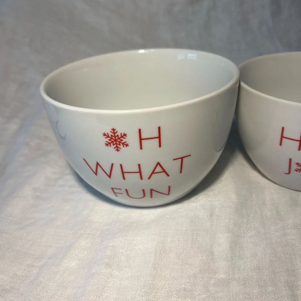 Crate&Barrel White and Red Holiday Bowls